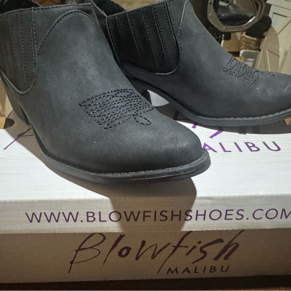 Blowfish Charcoal Ankle Booties